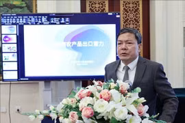 El consejero comercial de Vietnam en China, Nong Duc Lai, habla en el evento. (Fuente: VNA)