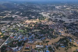 Zona inundada del barrio de Tan Thinh (provincia de Thai Nguyen). (Fuente: VNA)