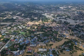 Zona inundada del barrio de Tan Thinh (provincia de Thai Nguyen). (Fuente: VNA)