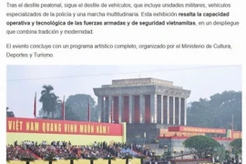Captura de pantalla del artículo sobre la celebración del 80 aniversario de la Revolución de Agosto y el Día Nacional del 2 de septiembre del pueblo vietnamita. (Fuente: VNA)
