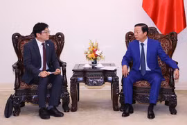 El viceprimer ministro vietnamita Tran Hong Ha recibe a Kim Deawon, subdirector general de Samsung E&A Company, filial del grupo sudcoreano Samsung. (Fuente: VNA)