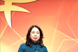 La vicepresidenta de Vietnam, Vo Thi Anh Xuan, habla en el evento. (Fuente: VNA)