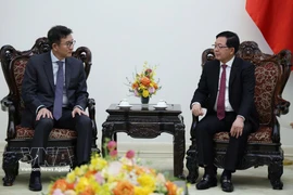 El viceprimer ministro Ho Quoc Dung recibe a Yongsoo Huh, vicepresidente del consejo de administración y director general del grupo energético GS de Corea del Sur. (Fuente: VNA)