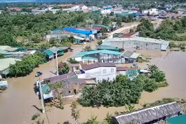 Muchas zonas quedaron inundadas en las comunas de Ea Rok, Ea Bung y Ea Sup (provincia de Dak Lak). (Foto: VNA)
