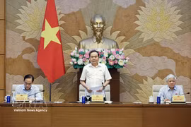 El presidente de la Asamblea Nacional (Parlamento) de Vietnam, Tran Thanh Man, habla en el evento. (Fuente: VNA)
