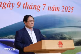 El primer ministro vietnamita, Pham Minh Chinh, habla en el evento. (Fuente: VNA)