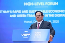 El primer ministro Pham Minh Chinh habla en el evento. (Fuente: VNA)
