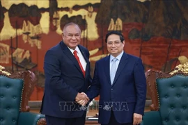 El primer ministro de Vietnam, Pham Minh Chinh, recibe al ministro de Relaciones Exteriores y Cooperación de Timor Leste, Bendito dos Santos Freitas. (Fuente: VNA)