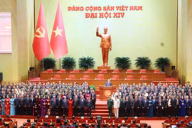 El Comité Central del Partido Comunista de Vietnam del XIV mandato se presenta ante el Congreso. (Foto: VNA)