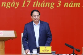 El primer ministro vietnamita, Pham Minh Chinh, habla en el evento. (Fuente: VNA)