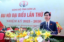 Le Quoc Khanh, secretario del Comité del Partido de la provincia deSon La, habla en el evento. (Fuente: VNA)