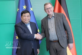 El viceprimer ministro vietnamita, Nguyen Chi Dung, y el vicepresidente del Parlamento Federal (Bundestag), Bodo Ramelow. (Fuente: VNA)