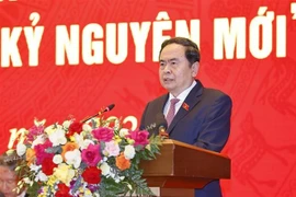 El presidente de la Asamblea Nacional de Vietnam, Tran Thanh Man, habla en el evento. (Fuente: VNA)