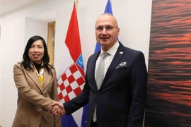 La viceministra de Relaciones Exteriores de Vietnam Le Thi Thu Hang y el canciller croata, Gordan Grlić Radman. (Fuente: VNA)