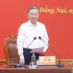 El secretario general del Partido Comunista y presidente de Vietnam, To Lam, habla en el evento. (Fuente: VNA)