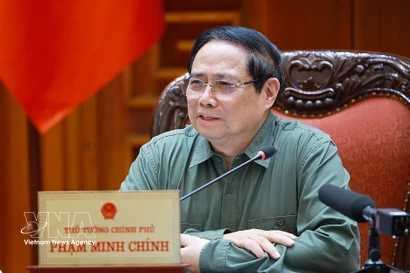 El primer ministro de Vietnam, Pham Minh Chinh, habla en la cita (Fuente: VNA)