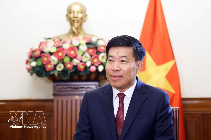 El viceministro de Relaciones Exteriores, Nguyen Manh Cuong, en una entrevista concedida a la Agencia Vietnamita de Noticias. (Foto: VNA)