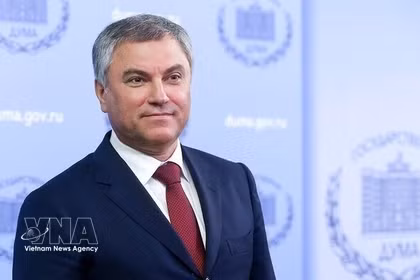 Vyacheslav Volodin fue reelegido presidente de la Duma Estatal rusa (Cámara Baja) con 406 votos de los 442 diputados participantes. Foto: IRNA/VNA