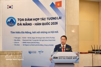 El presidente del Comité Popular de Da Nang, Nguyen Manh Hung, habla en la cita (Fuente: VNA)