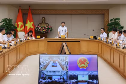 El viceprimer ministro vietnamita Nguyen Van Thang habla en la cita (Fuente: VNA)