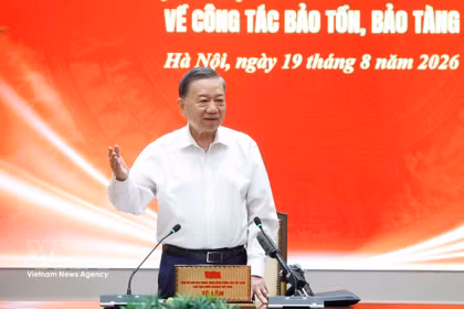 El secretario general del Comité Central del Partido Comunista de Vietnam (PCV) y presidente del país, To Lam, habla en la cita (Fuente: VNA)