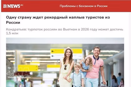 Según "news.ru", el número de turistas rusos que visiten Vietnam en 2026 podría alcanzar un récord histórico de 1,5 millones. (Foto: VNA)