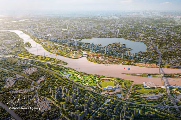 Vista en perspectiva del proyecto del Gran Bulevar Paisajístico del Río Rojo. (Foto: VNA)