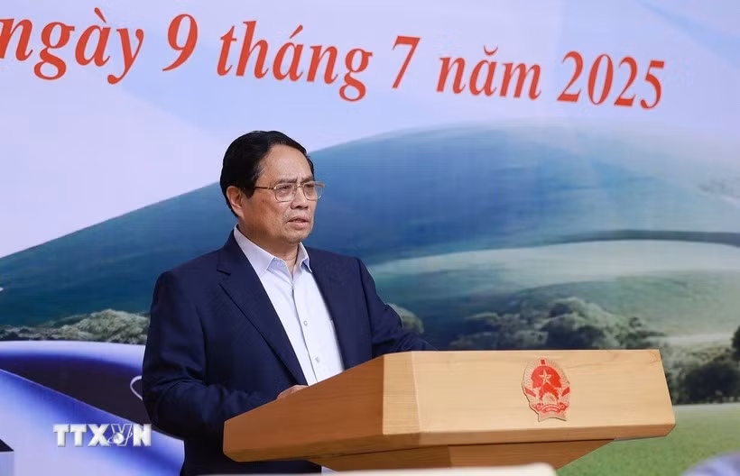 El primer ministro vietnamita, Pham Minh Chinh, habla en el evento. (Fuente: VNA)