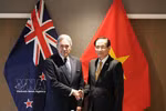 El ministro de Relaciones Exteriores de Vietnam, Le Hoai Trung (derecha), se reúne con su homólogo neozelandés, Winston Peters. (Foto: VNA)