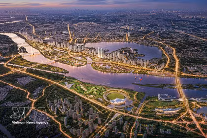 Vista en perspectiva del proyecto del Gran Bulevar Paisajístico del Río Rojo. (Foto: VNA)
