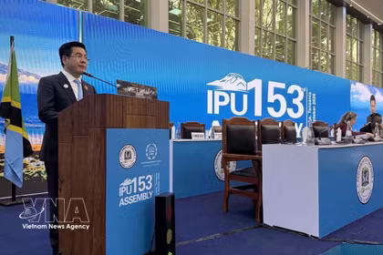 El vicepresidente de la Asamblea Nacional de Vietnam, Nguyen Hong Dien, interviene en el debate general de alto nivel de la UIP-153. (Foto: VNA)