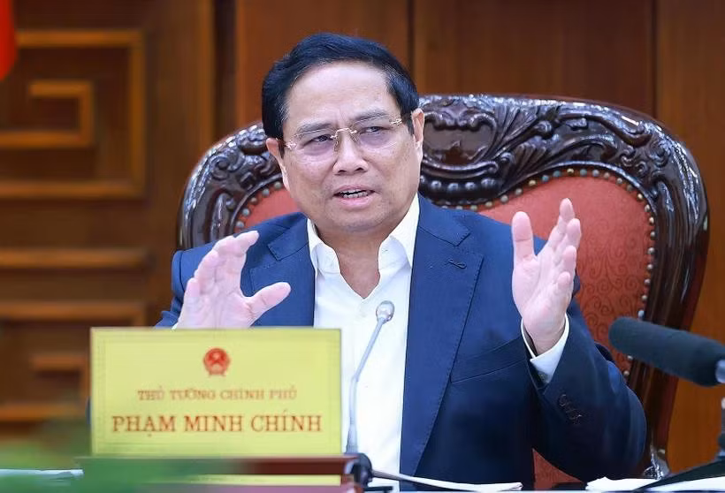 El primer ministro de Vietnam, Pham Minh Chinh, habla en la cita (Foto: VNA)