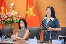 La directora del Instituto de Innovación y Transformación Digital, Nguyen Thi Bich Lan, interviene en el acto de lanzamiento. (Foto: VNA)