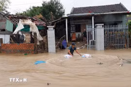 La fuerza funcional de la provincia de Dak Lak suministra alimentos a los residentes afectados por las inundadas en noviembre de 2025. (Foto: VNA)