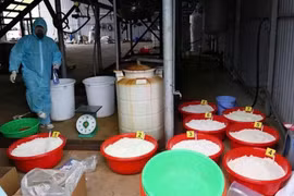 Dentro del establecimiento de producción de drogas (Foto: VNA)