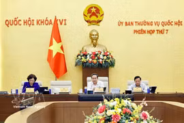 El presidente de la Asamblea Nacional de Vietnam, Tran Thanh Man, interviene en la cita. (Foto: VNA)