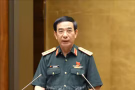 El ministro de Defensa, Phan Van Giang, presenta el borrador de ley en la sesión (Foto: VNA)
