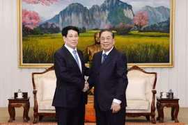 El presidente de Vietnam, Luong Cuong (izquierda), se reúne con el exsecretario general del Partido Popular Revolucionario de Laos Choummaly Sayasone (Foto: VNA)