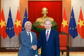 El secretario general del Partido Comunista y presidente de Vietnam, To Lam (derecha), recibe al presidente del Consejo Europeo, António Costa, en enero de 2026. (Foto: VNA)