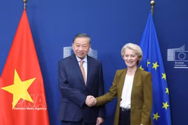 El secretario general del Partido Comunista y presidente de Vietnam, To Lam, se reúne con la presidenta de la CE, Ursula von der Leyen. (Foto: VNA)