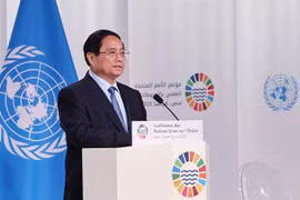 El primer ministro de Vietnam, Pham Minh Chinh, interviene en la cita (Foto: VNA)