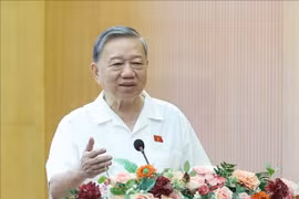 El secretario general del Partido Comunista de Vietnam, To Lam, intercambia con los votantes (Foto: VNA)