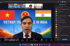 El consejero comercial de Vietnam en India, Bui Trung Thuong, interviene en la cita (Foto: VNA)