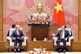 El presidente de la Asamblea Nacional de Vietnam, Tran Thanh Man (derecha), recibe al presidente de la Asociación de Amistad Corea del Sur-Vietnam, Lee Shin Jae. (Foto: VNA)