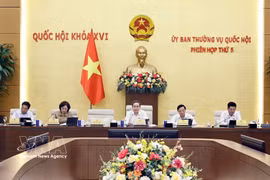 El presidente de la Asamblea Nacional de Vietnam, Tran Thanh Man, interviene en la cita. (Foto: VNA)