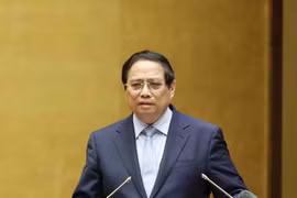 El primer ministro vietnamita, Pham Minh Chinh, interviene en la cita (Foto: VNA)