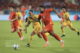 Un doblete del delantero Nguyen Xuan Son permitió a Vietnam vencer 2-0 a Malasia en el partido de vuelta de las semifinales. (Foto: VNA)