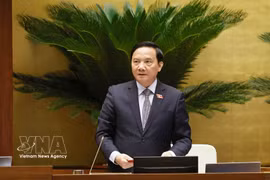 El vicepresidente de la Asamblea Nacional, Nguyen Khac Dinh, dirige la sesión. (Foto: VNA)