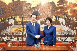 La viceministra de Finanzas de Vietnam, Nguyen Thi Bich Ngoc, recibe al subjefe de la Oficina de Investigación del Consejo de Estado de China, Fan Bi. (Foto: https://thoibaotaichinhvietnam.vn/)