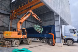 La maquinaria se integra en las líneas de gestión de carga, lo que ayuda a reducir las necesidades de mano de obra y a mejorar la eficiencia de las importaciones y exportaciones. (Foto: VNA)